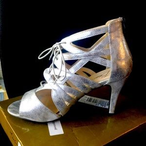 Wide Silver Gladiator Heels